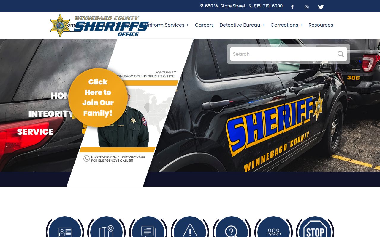Winnebago County Sheriff website for Rockford 24 hour booking searches