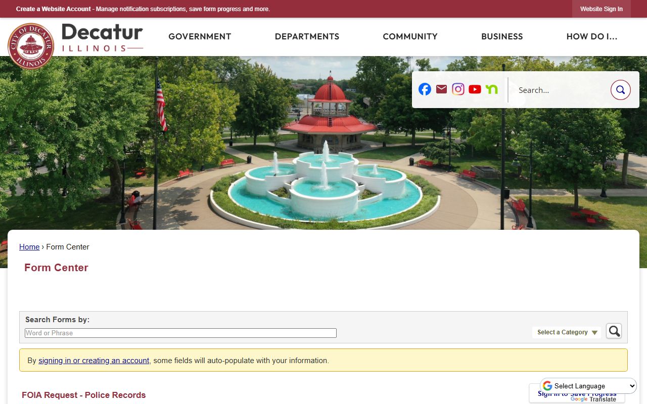 Decatur FOIA request form for 24 hour booking records