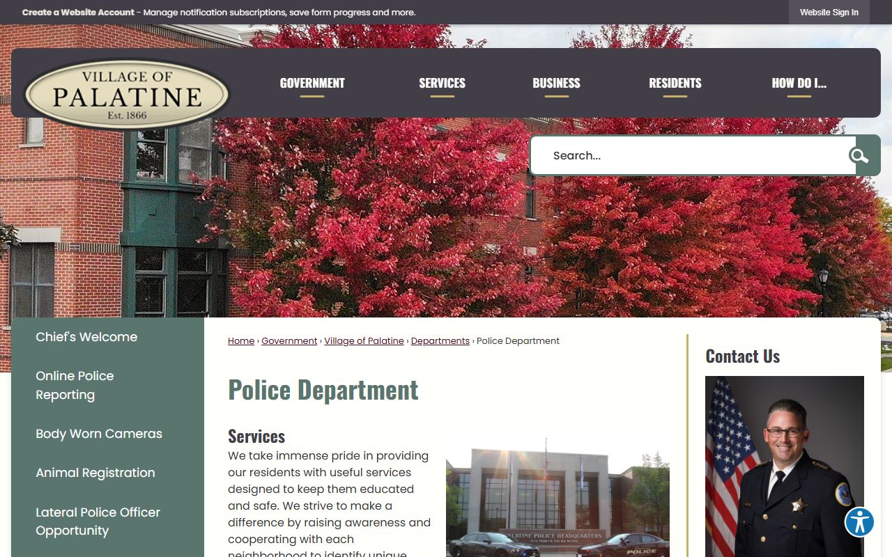 Palatine Police Department page for 24 hour booking records
