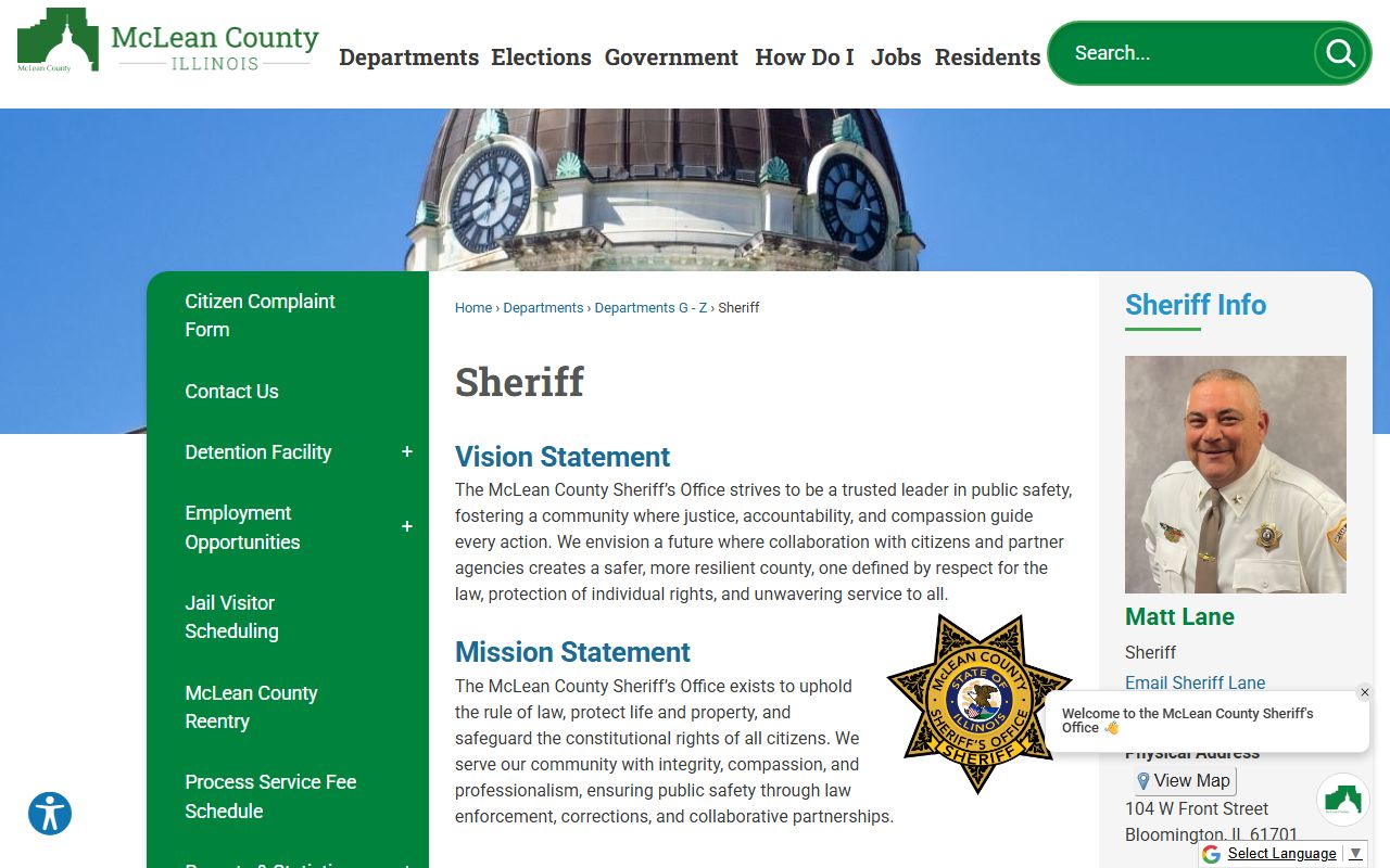 McLean County Sheriff website for Normal 24 hour booking searches