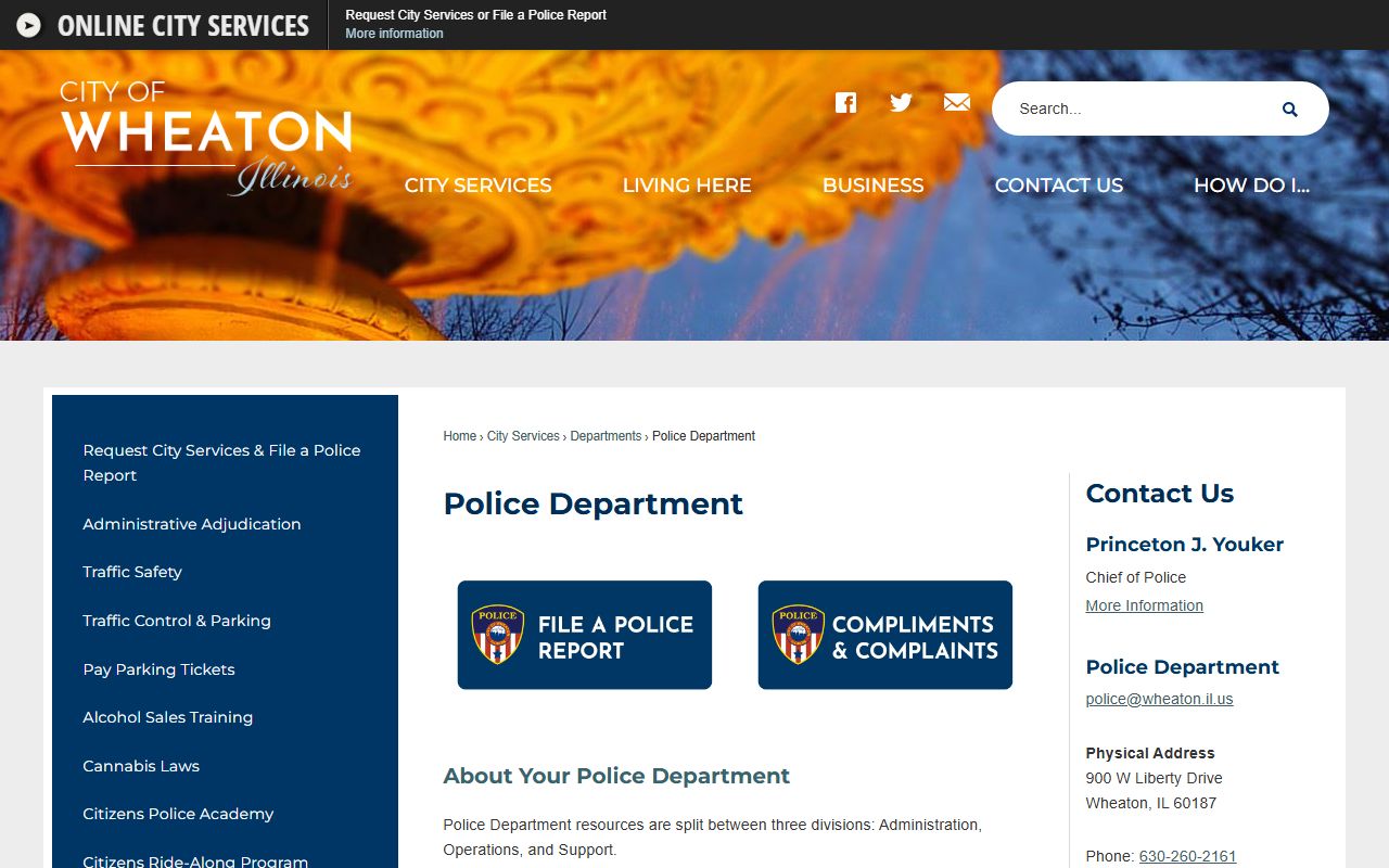 Wheaton Police Department page for 24 hour booking records
