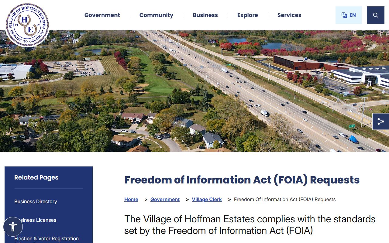 Hoffman Estates FOIA portal for 24 hour booking record requests