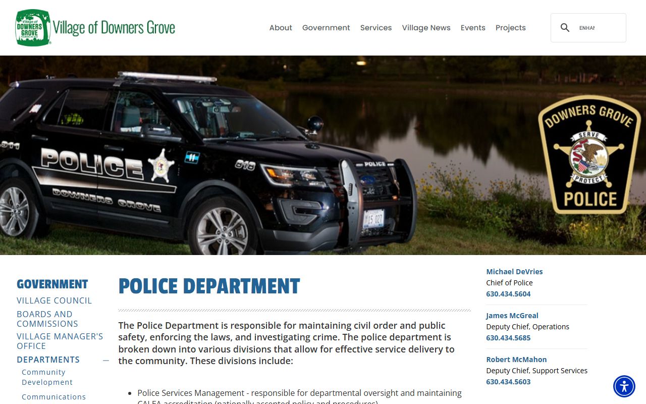 Downers Grove Police Department website for 24 hour booking records