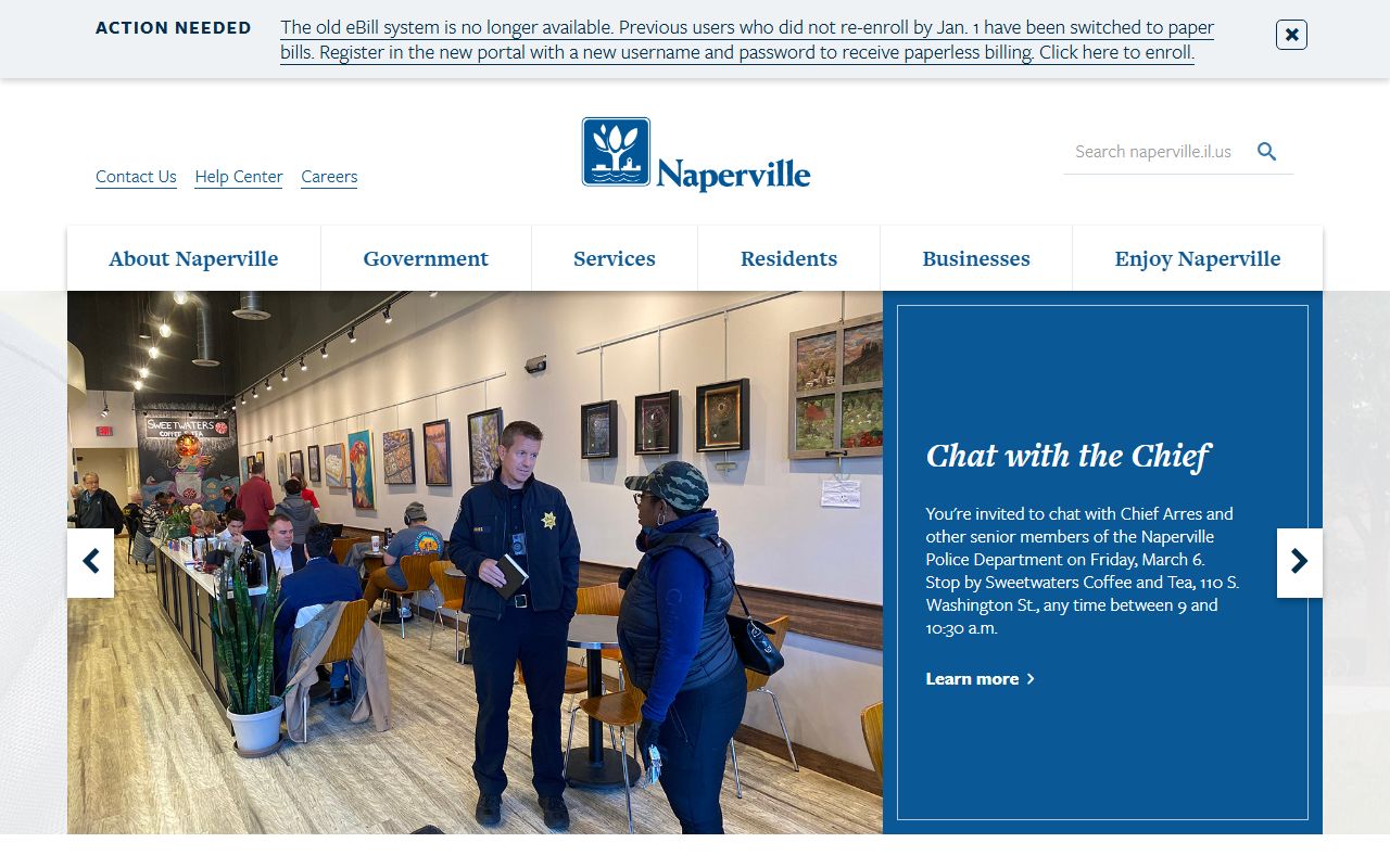 Naperville Police Department page for booking record access