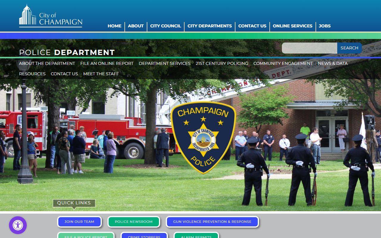 Champaign Police page for booking record lookups