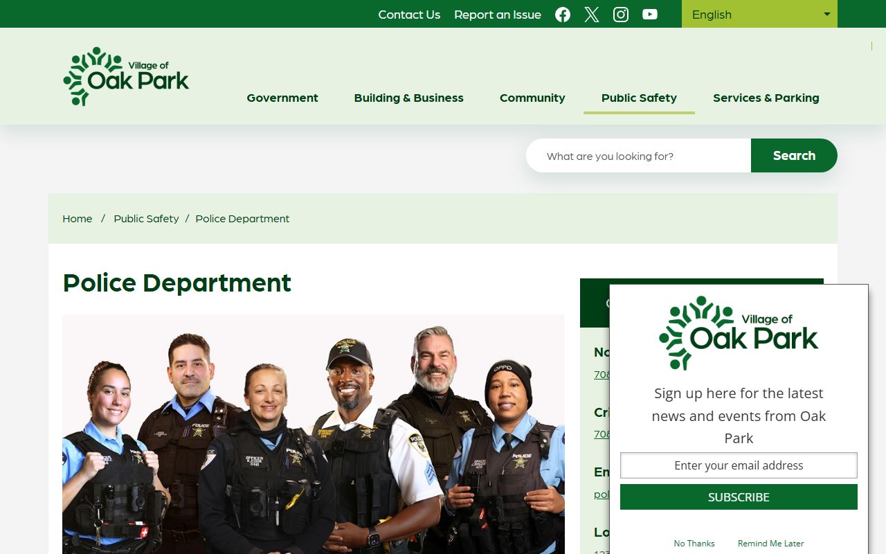 Oak Park Police online services for booking record requests