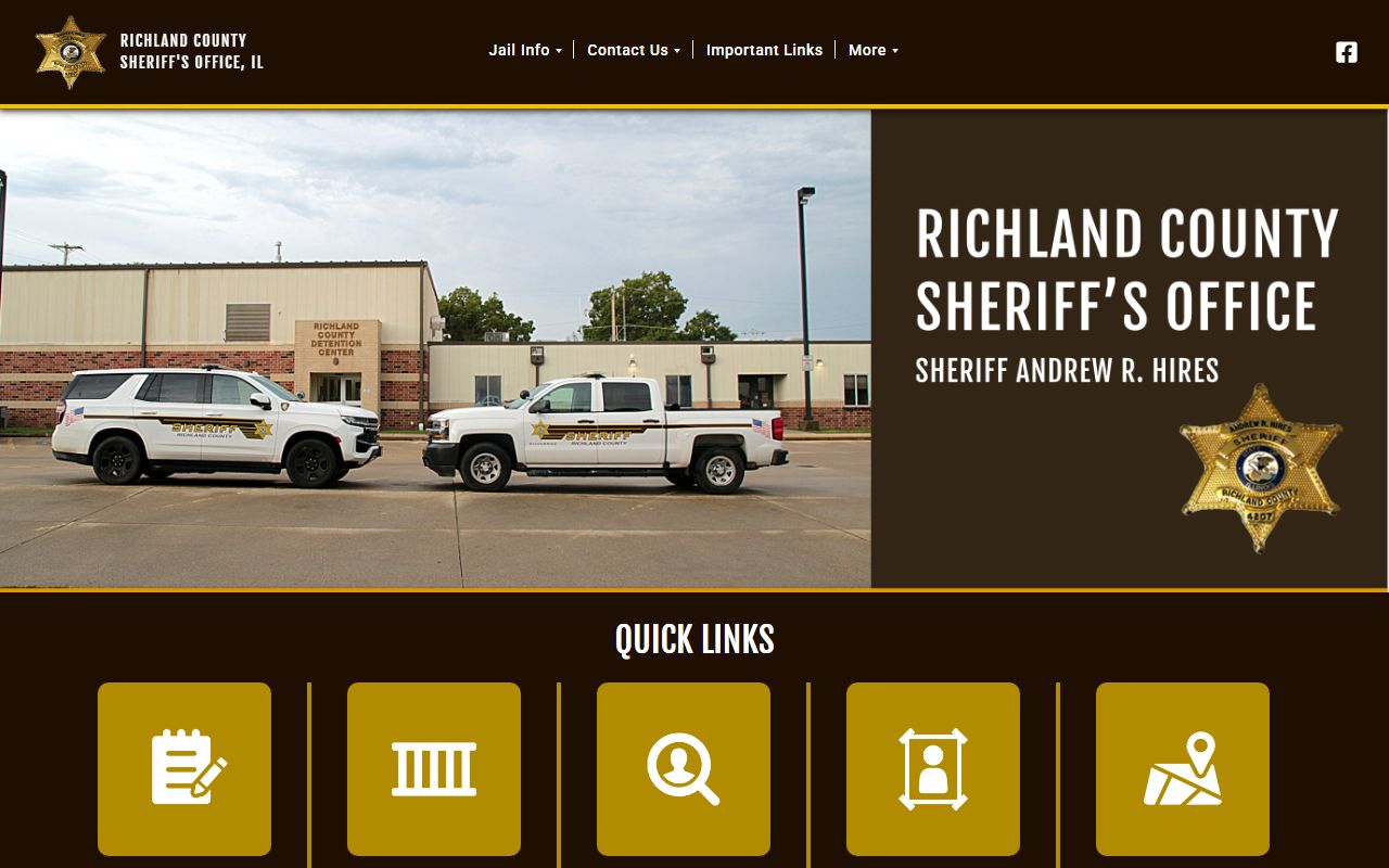 Richland County Sheriff's Office homepage for 24 hour booking records