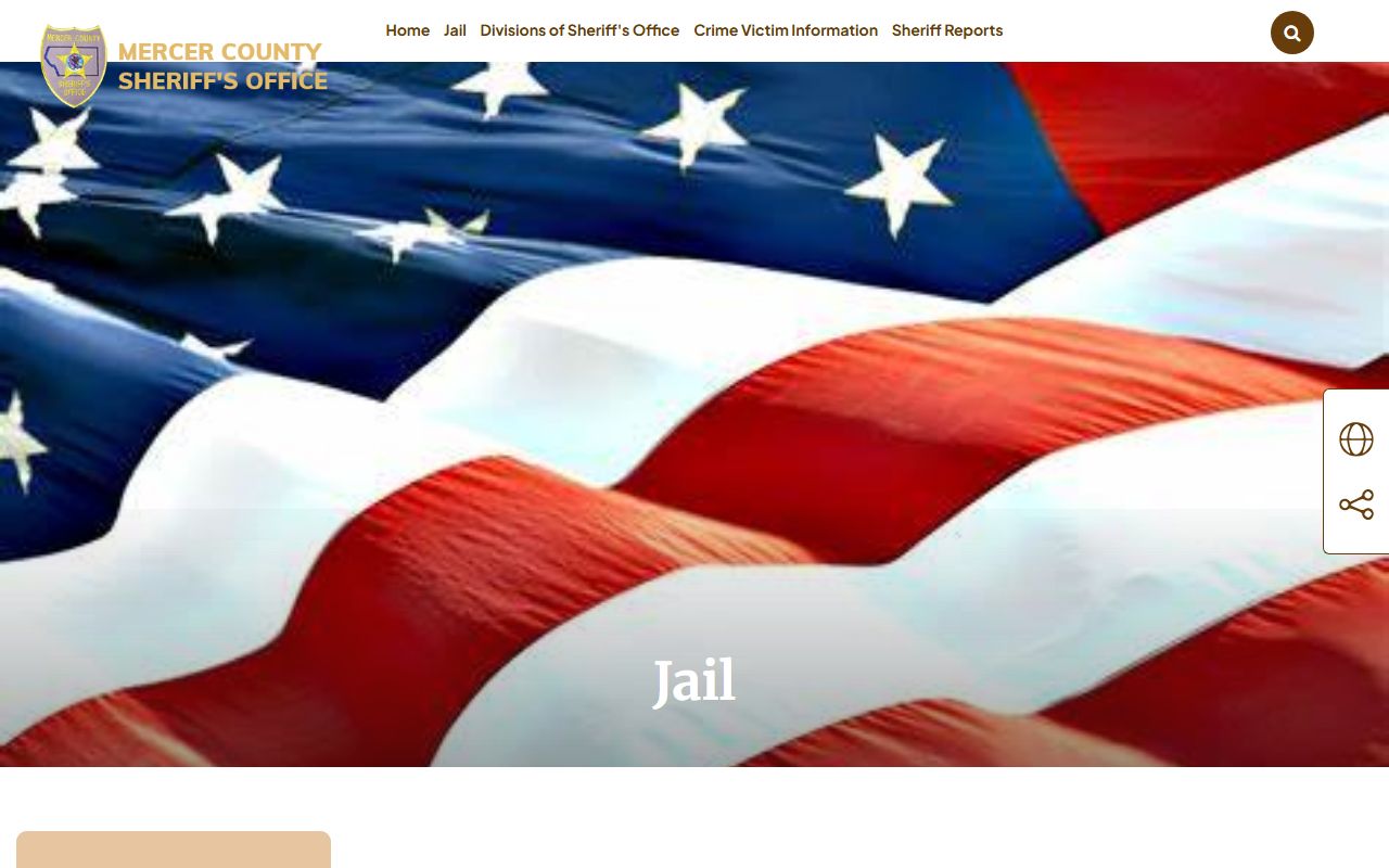 Mercer County jail page for 24 hour booking lookups
