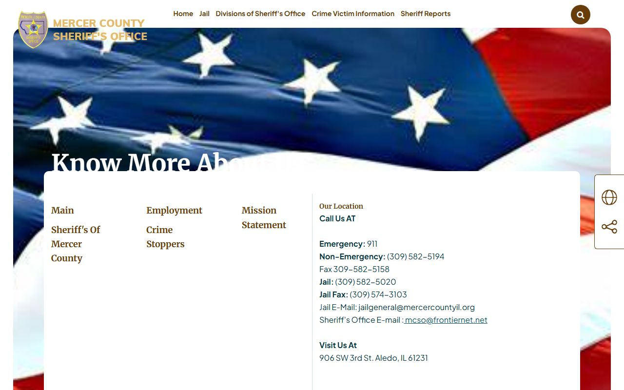 Mercer County Sheriff's Office homepage for 24 hour booking records