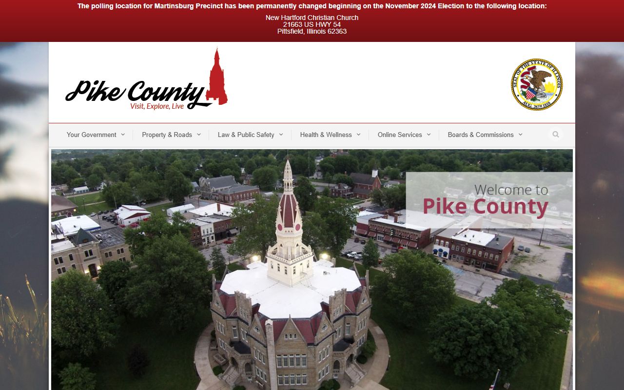 Pike County government homepage for 24 hour booking record access