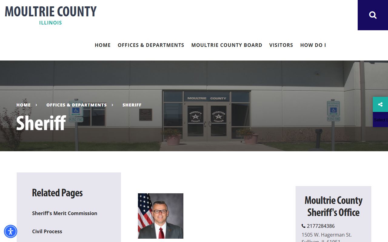 Moultrie County Sheriff's Office page for 24 hour booking records
