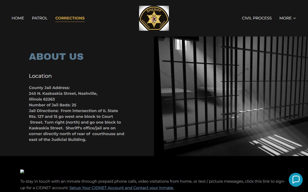 Washington County corrections page for 24 hour booking data