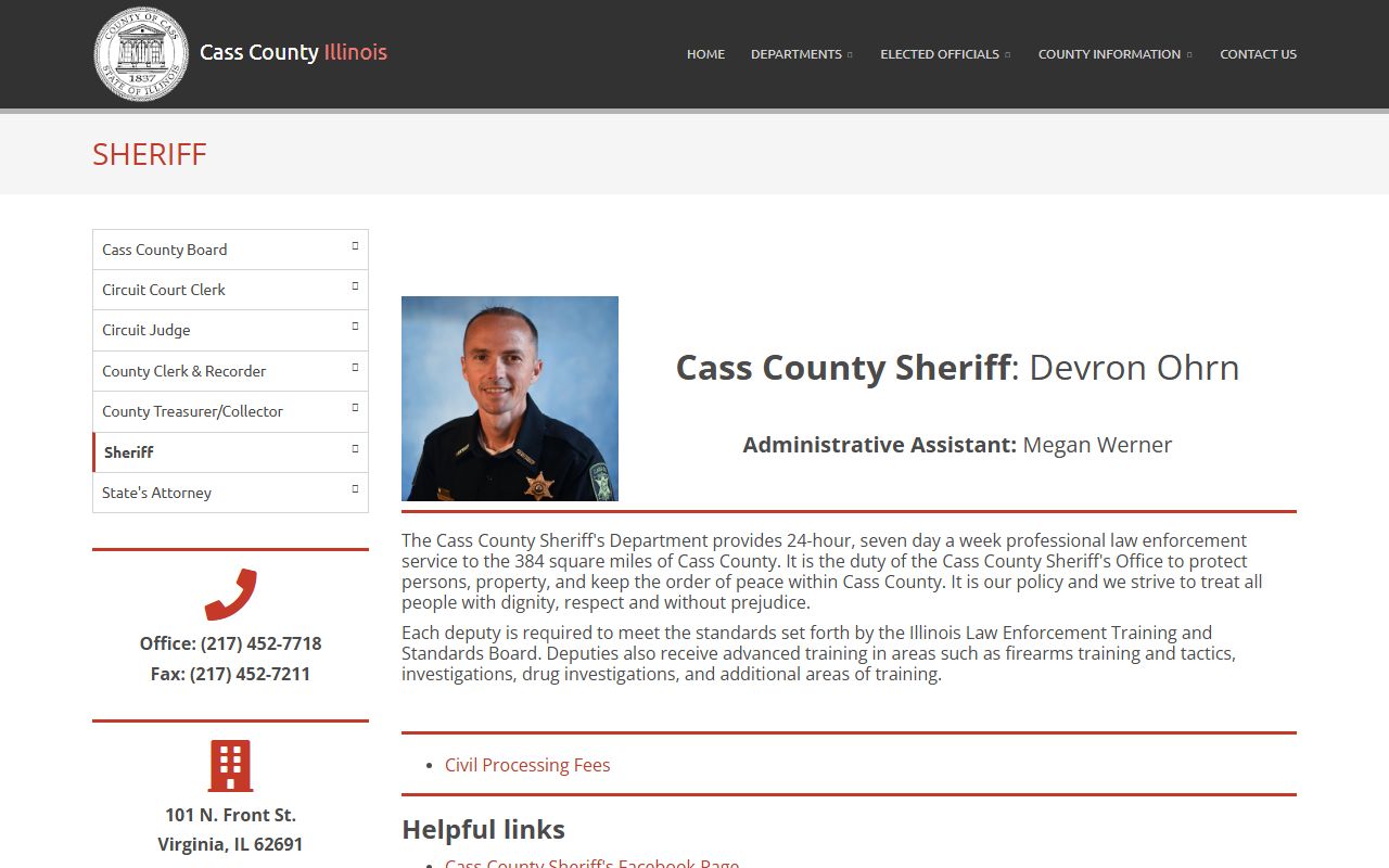 Cass County government sheriff page for booking information
