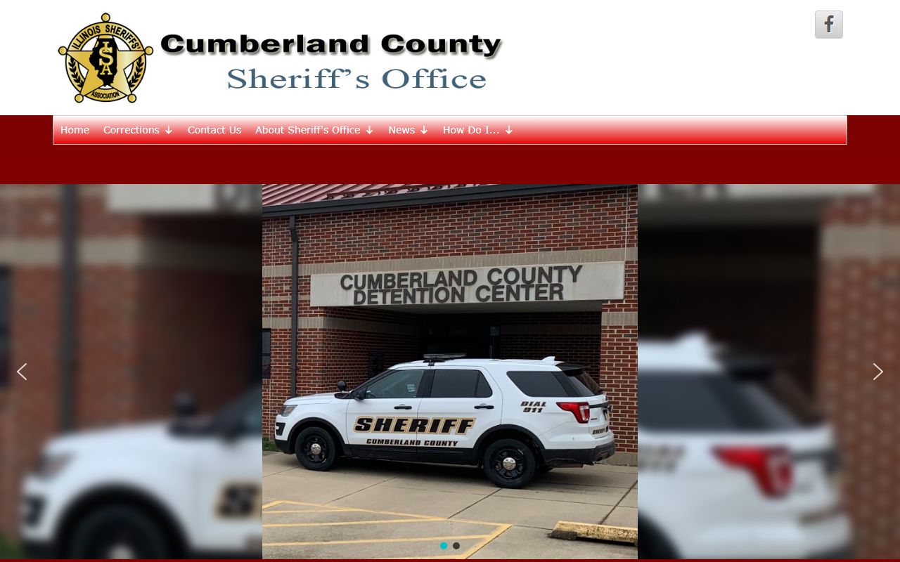 Cumberland County Sheriff's Office homepage for 24 hour booking records