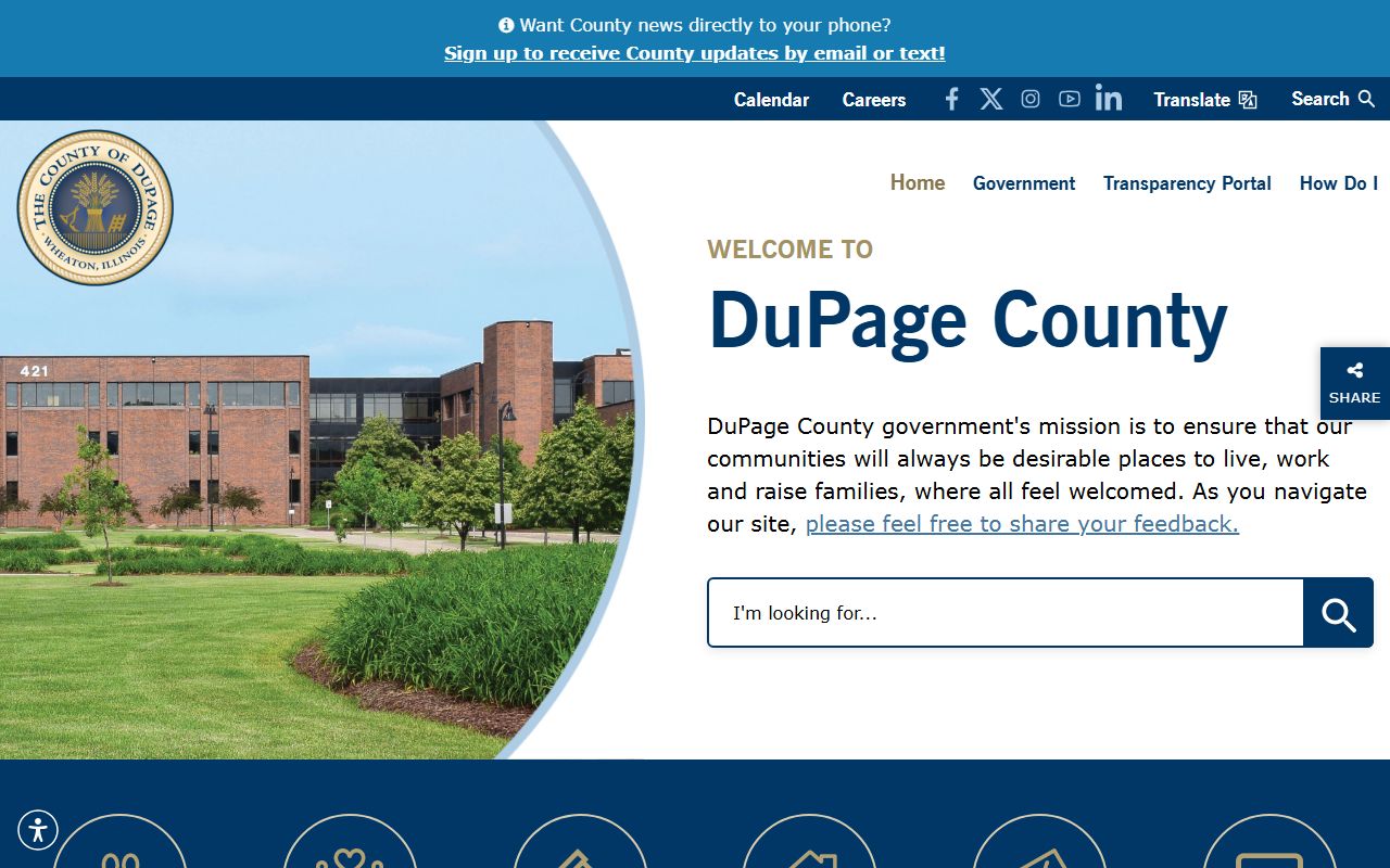 DuPage County government portal for 24 hour booking services