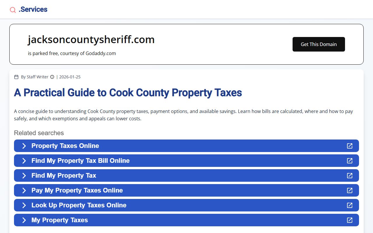 Jackson County Sheriff's Office homepage for 24 hour booking lookups