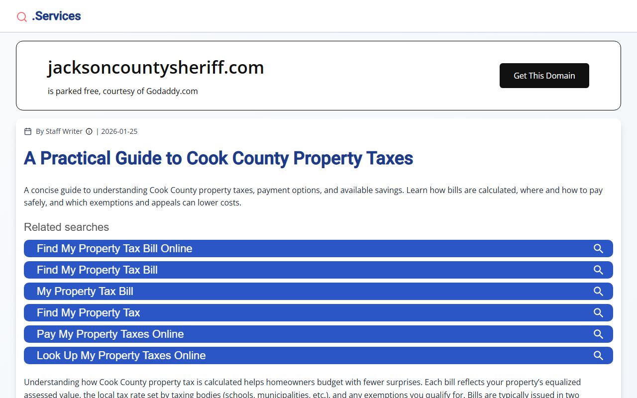 Jackson County jail FAQ page with booking and visitation details