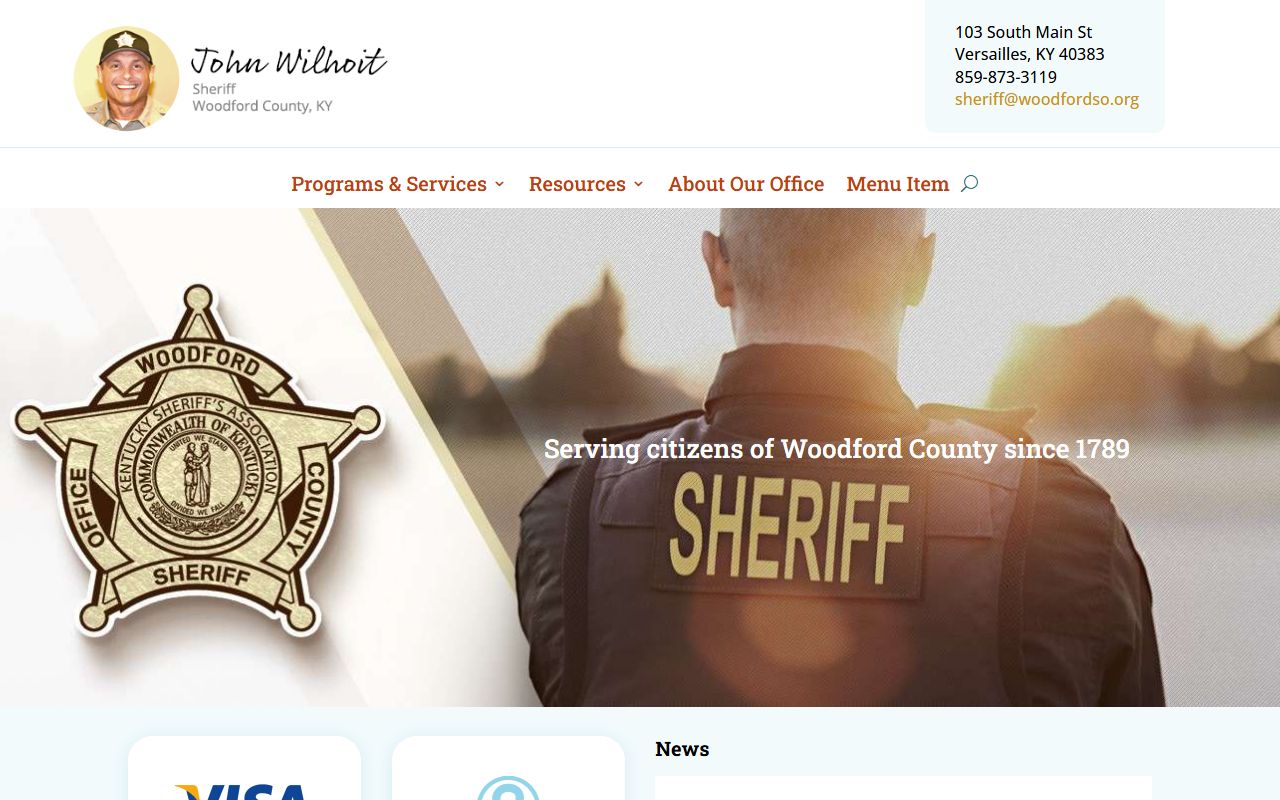 Woodford County Sheriff's Office homepage for 24 hour booking records