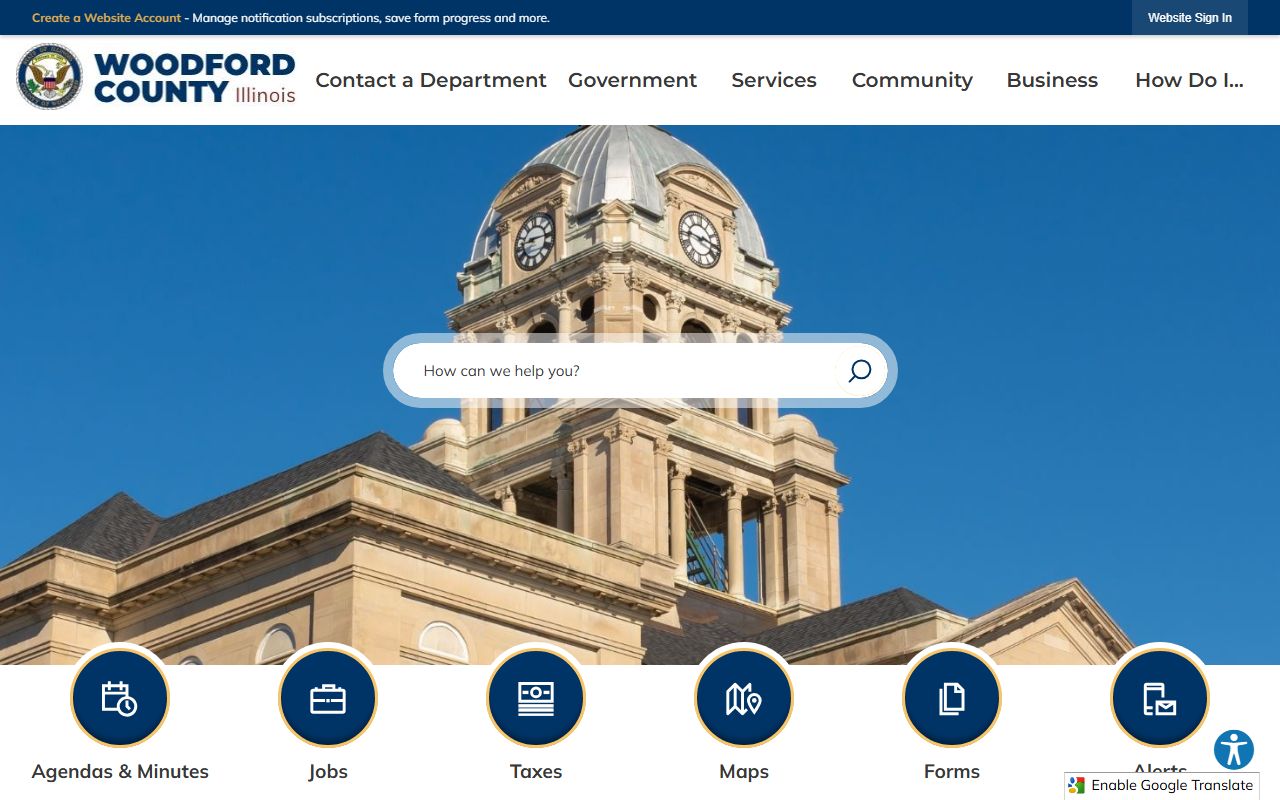 Woodford County government portal for public records and booking information