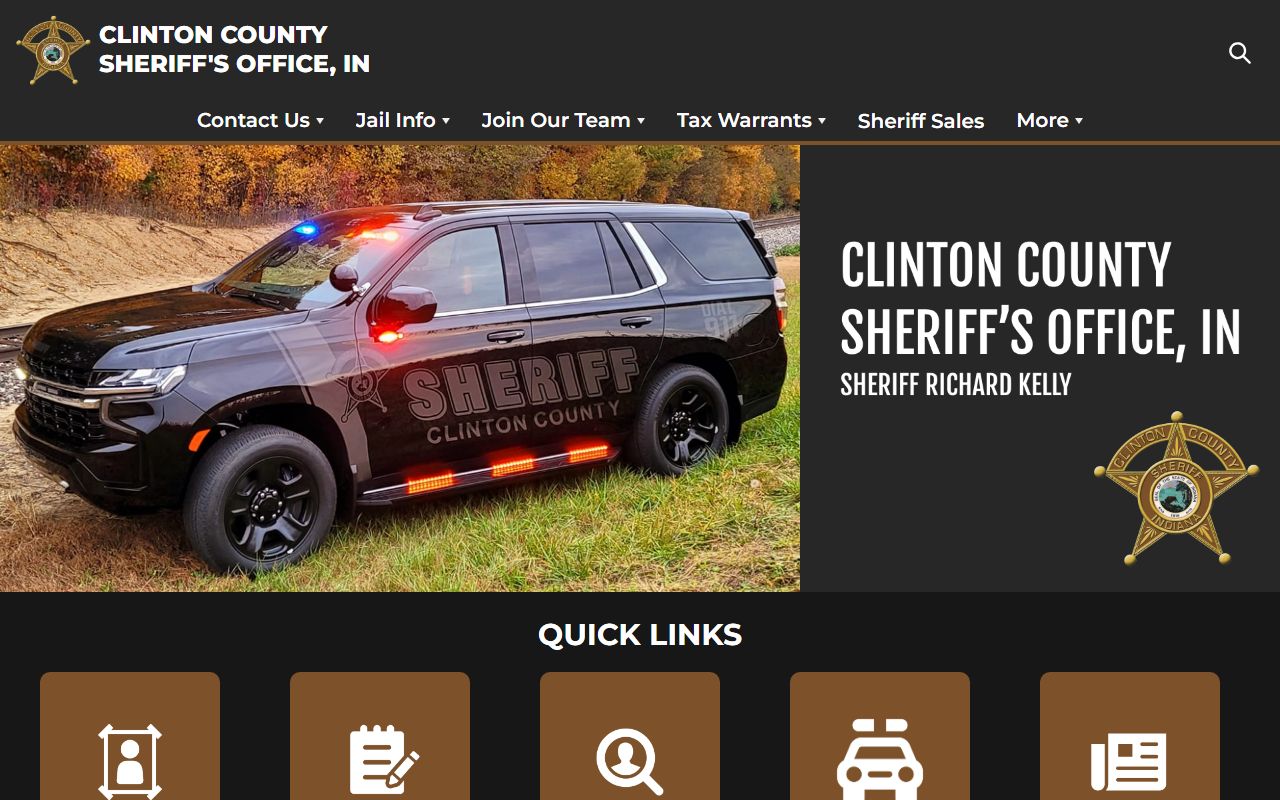 Clinton County Sheriff's Office homepage for 24 hour booking records