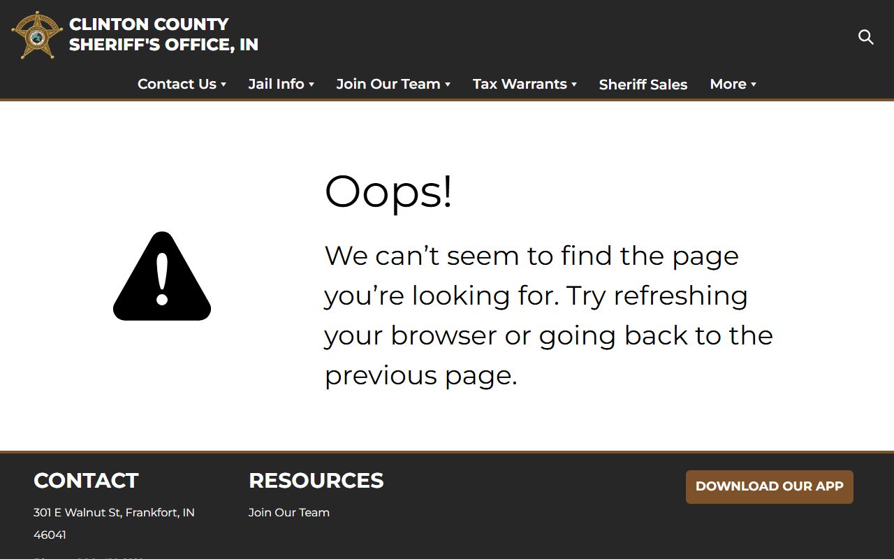 Clinton County Sheriff jail information page for booking procedures