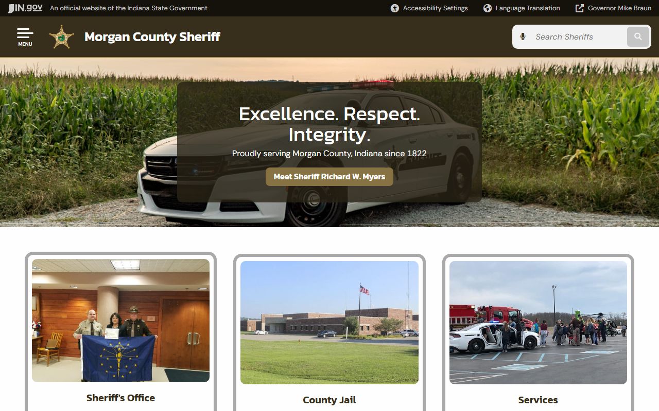 Morgan County Sheriff's Office homepage for 24 hour booking records