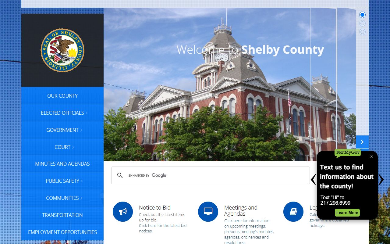 Shelby County government portal for 24 hour booking and records access