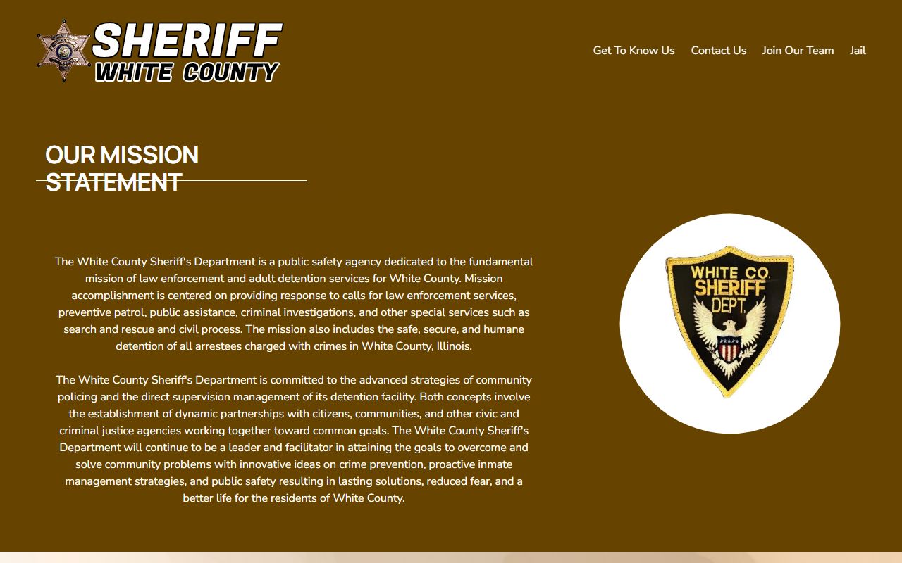 White County Sheriff's Office homepage for 24 hour booking records
