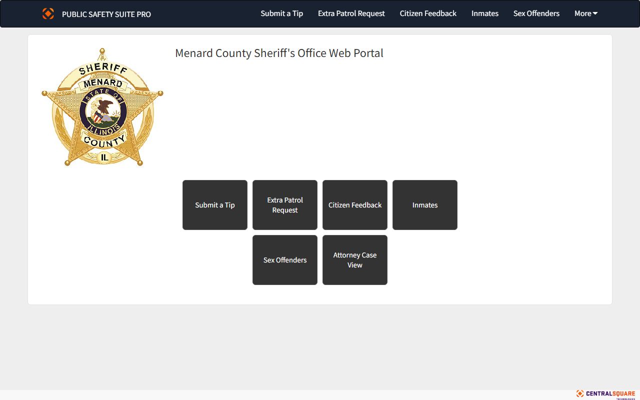 Menard County public web portal for inmate roster and booking lookups