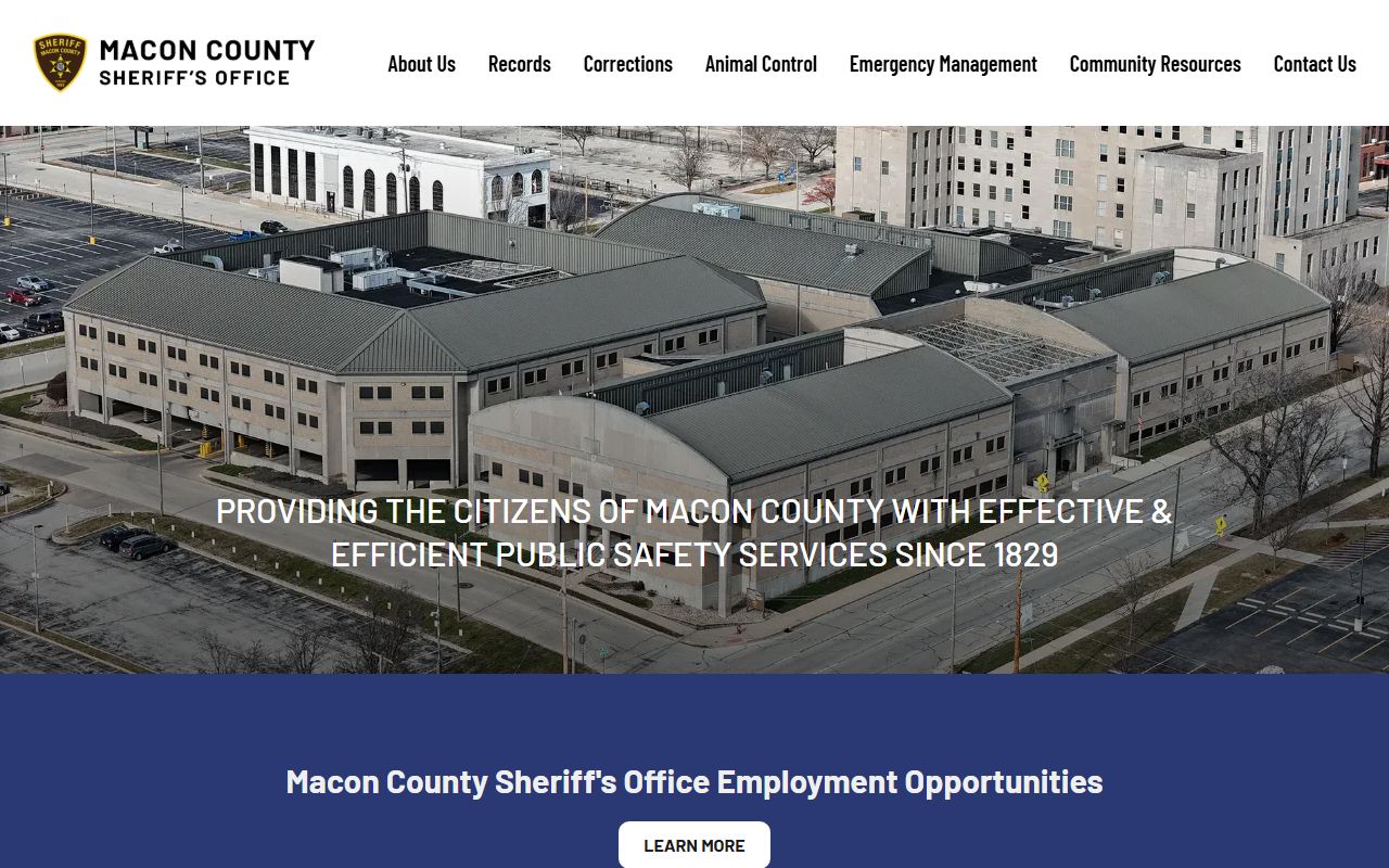 Macon County Sheriff's Office homepage for 24 hour booking records