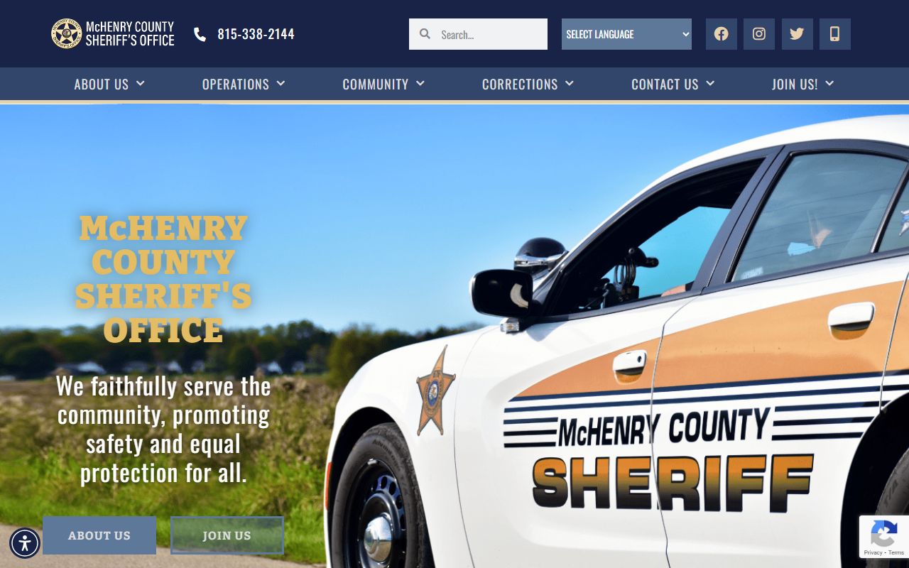 McHenry County Sheriff's Office homepage for 24 hour booking records