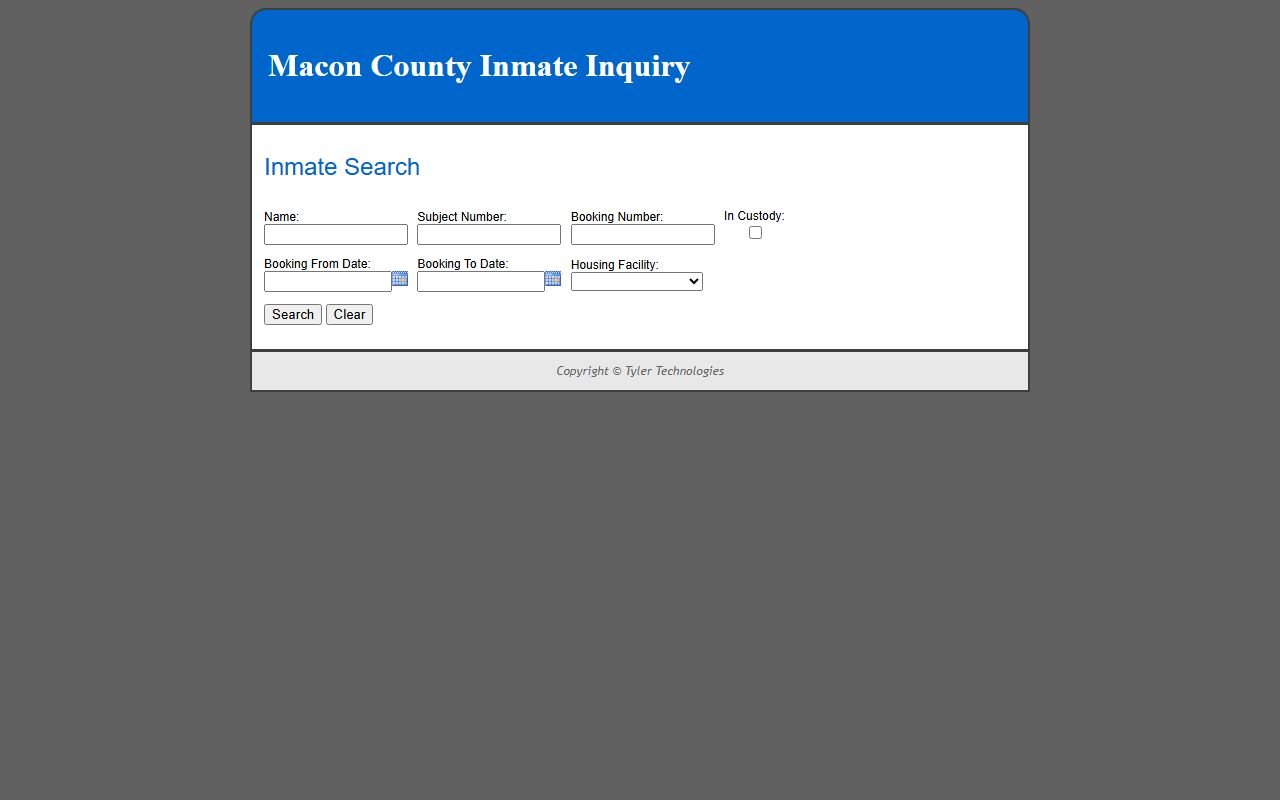 McLean County New World inmate inquiry system for 24 hour booking searches
