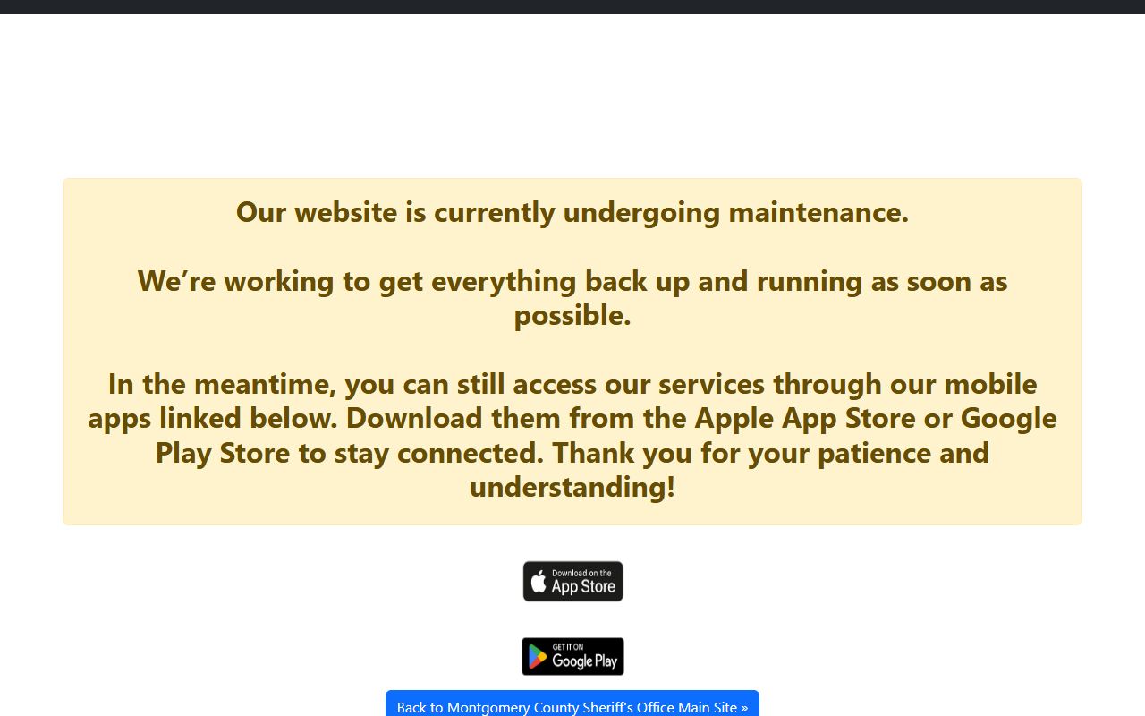 Montgomery County jail roster system for booking record searches