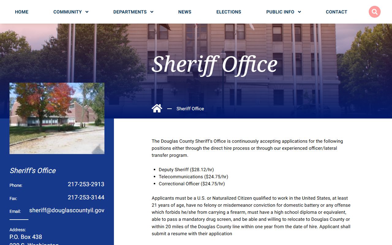 Douglas County Sheriff office page for 24 hour booking records