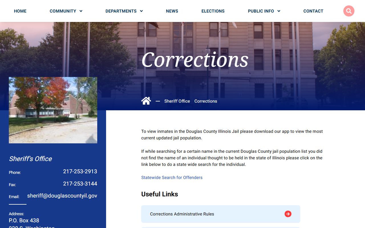 Douglas County corrections page for jail booking information