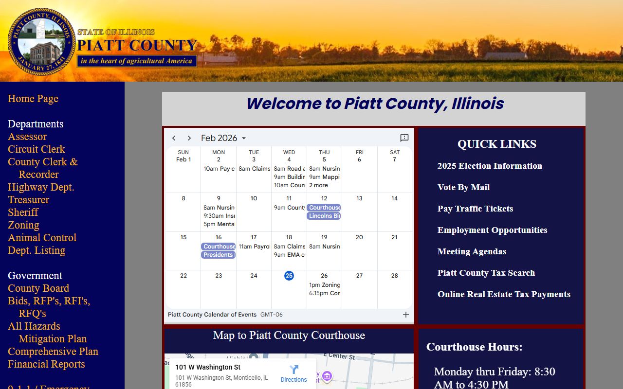 Piatt County government portal for booking record access