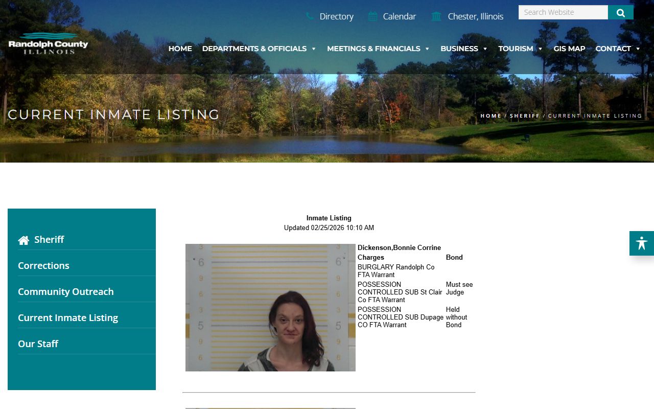 Randolph County current inmate listing for 24 hour booking lookups
