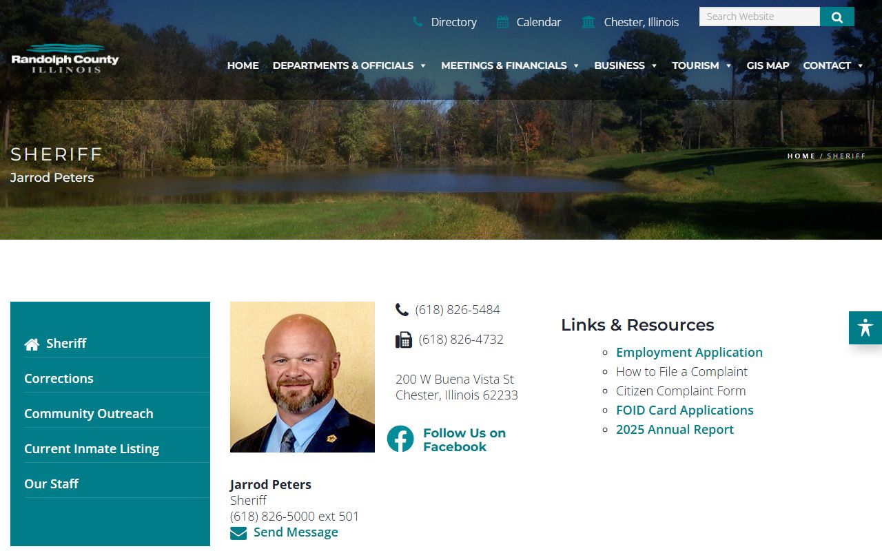 Randolph County Sheriff's Office page for 24 hour booking records