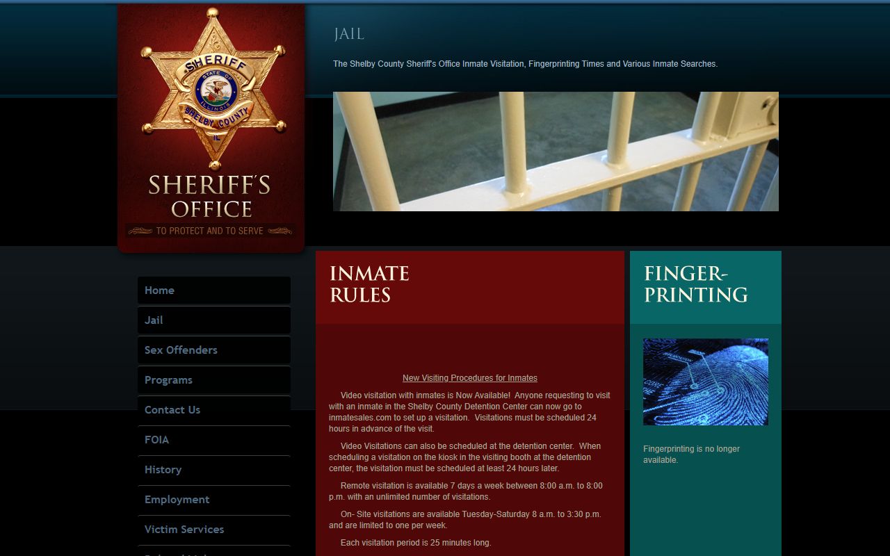 Shelby County Sheriff jail page for 24 hour booking records