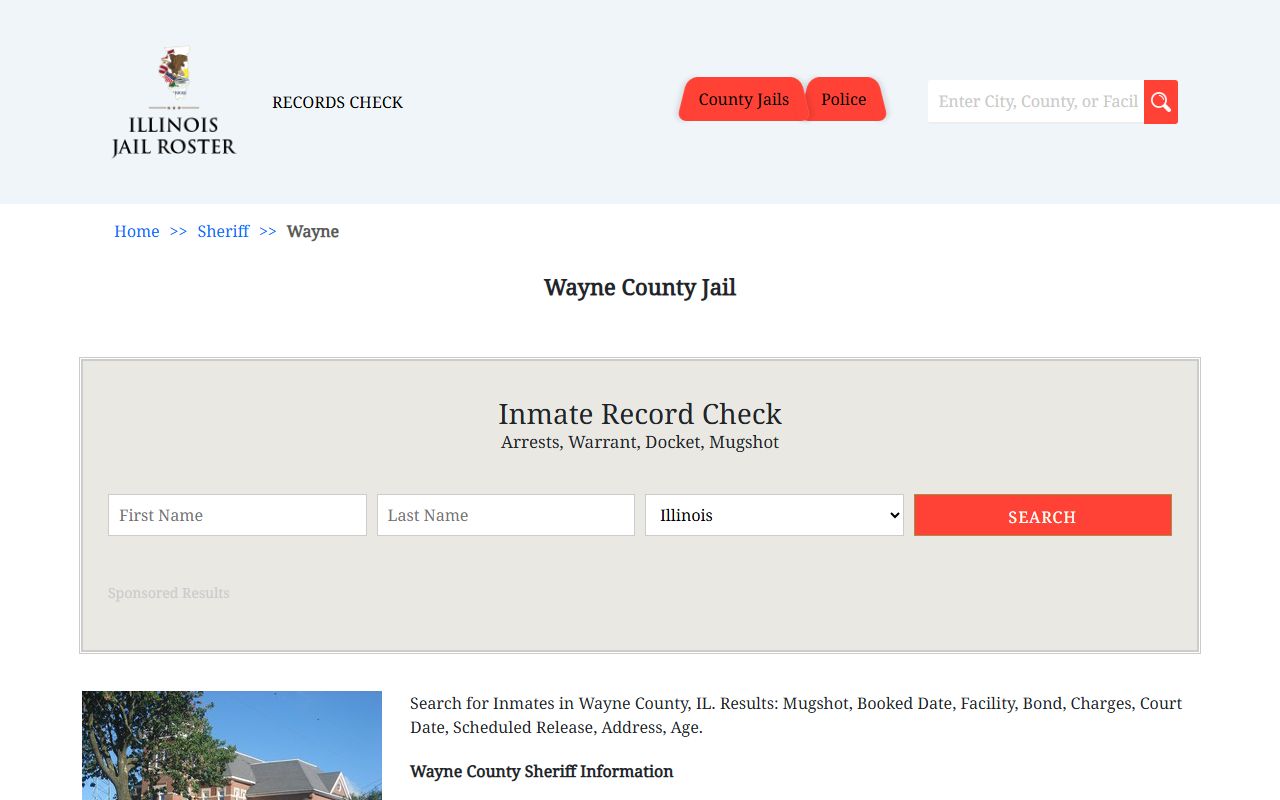 Wayne County jail roster listing for 24 hour booking lookups