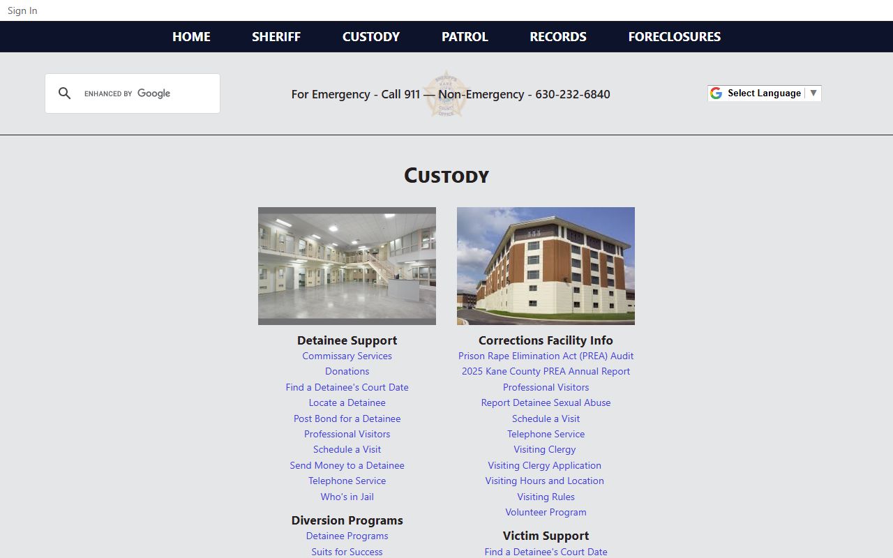 Will County corrections and booking information page