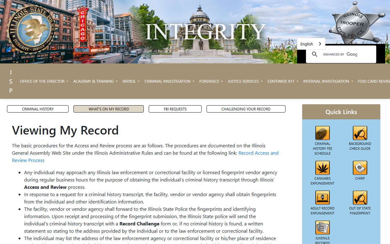 Illinois State Police CHIRP system for 24 hour booking background checks