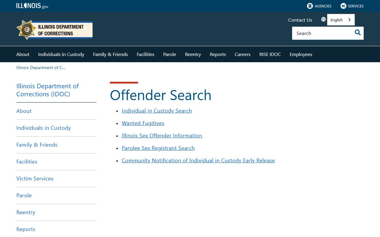 IDOC offender search portal for Illinois 24 hour booking lookups